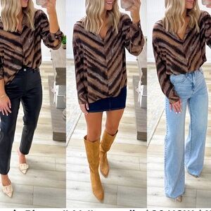 Women's Brown Striped Blouse